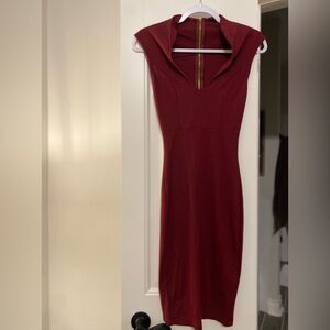 Burgundy Hourglass Fitted Women’s Dress
